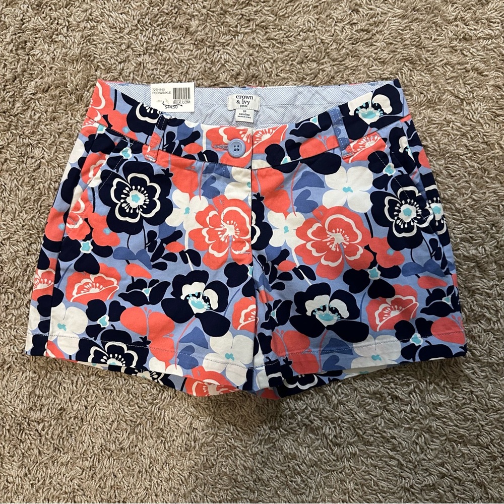 Crown & Ivy Coral and Navy Floral Women's Shorts
